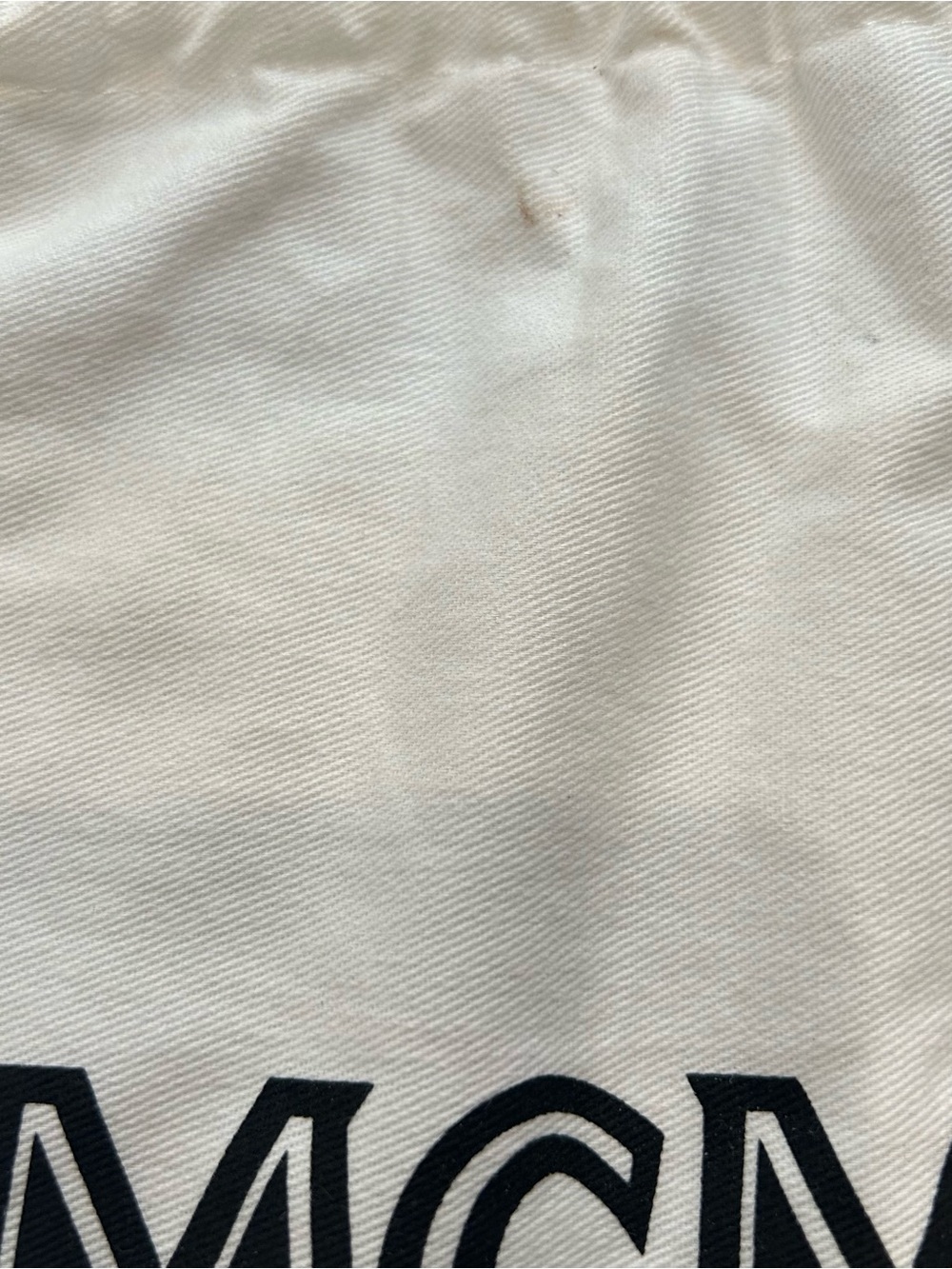 MCM Cream Drawstring Dust Bag with Black Logo - Picture 5 of 5